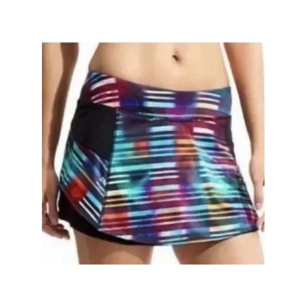 Athleta Laser Beam Bustle Skort XS Multi Color Geometric Stripe Running Tennis